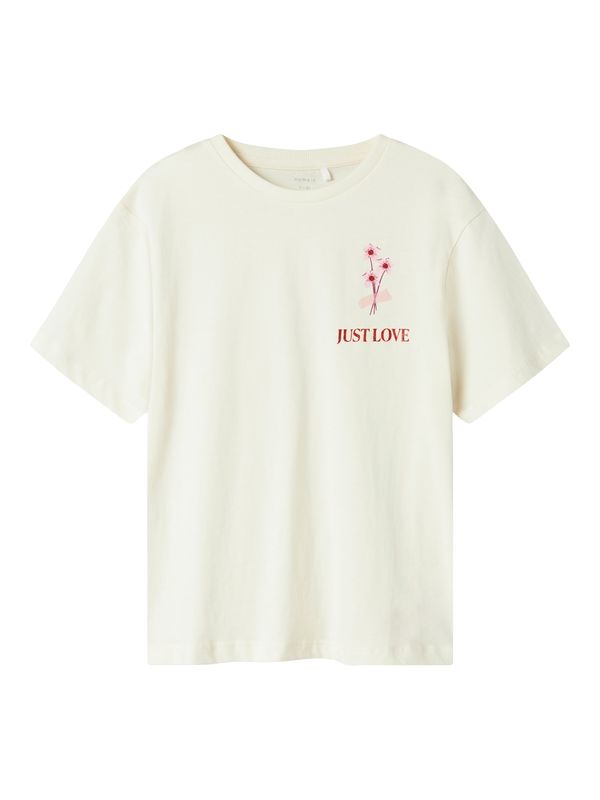 NAME IT NAME IT Majica 'NKFBETRIA'  svijetlobež / roza / crvena