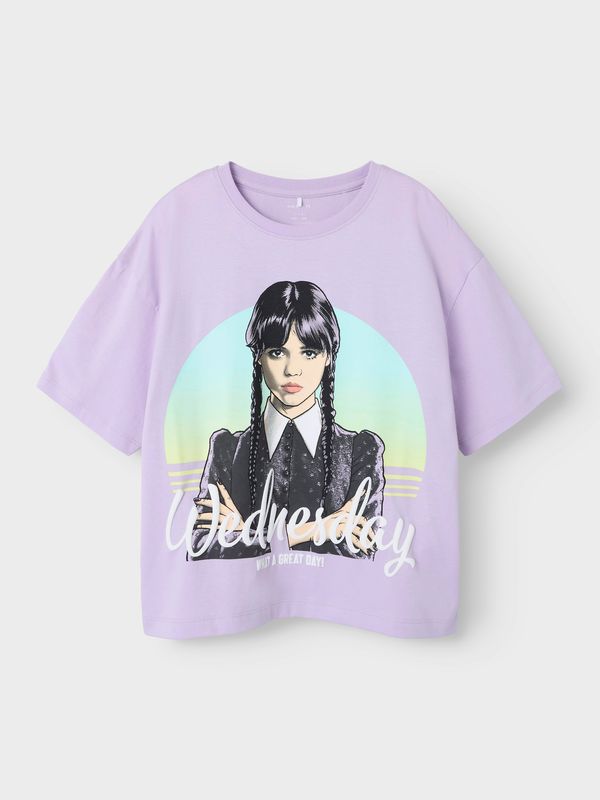 NAME IT NAME IT Majica 'NKFDYP WEDNESDAY'  svijetloplava / orhideja bijela / crna / bijela