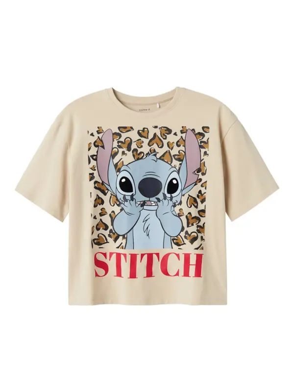 NAME IT NAME IT Majica 'NKFJixi Stitch'  bež / zeleno smeđa / sivkasto ljubičasta (mauve) / crvena