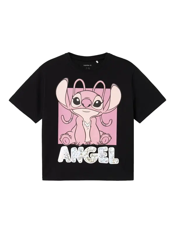 NAME IT NAME IT Majica 'NKFNyri Stitch'  roza / ružičasta / crna / bijela