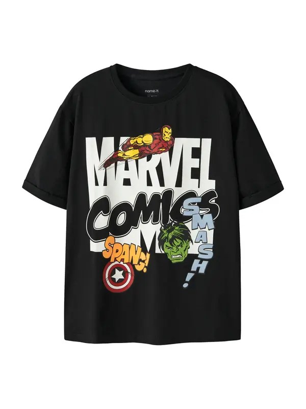 NAME IT NAME IT Majica 'NKMALFI MARVEL'  svijetložuta / tamno crvena / crna / bijela