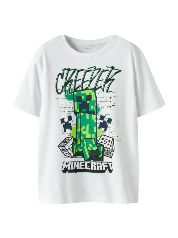 NAME IT NAME IT Majica 'NKMDI MINECRAFT'  zelena / jabuka / crna / bijela