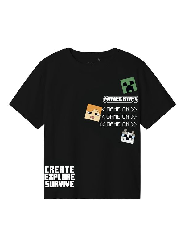 NAME IT NAME IT Majica 'NKMJAFAR MINECRAFT'  zelena / narančasta / crna / bijela