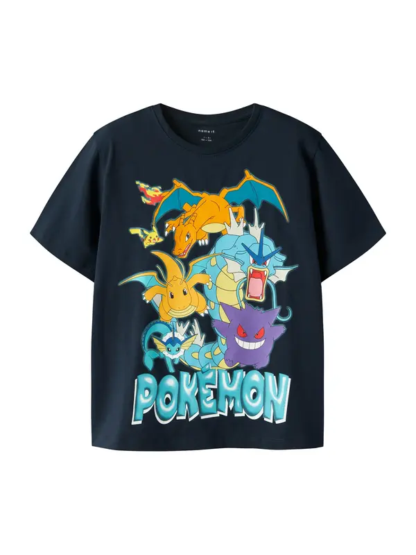 NAME IT NAME IT Majica 'NKMMajo Pokemon'  mornarsko plava / svijetloplava / svijetloljubičasta / narančasta