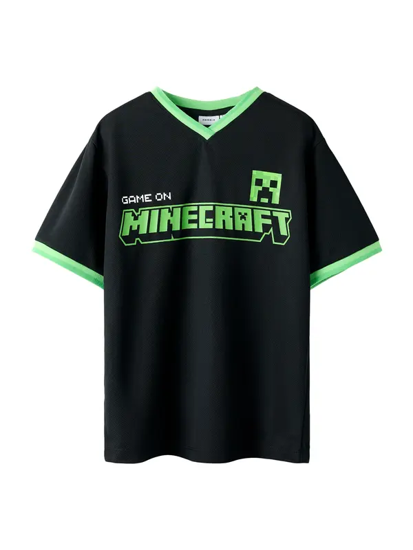 NAME IT NAME IT Majica 'NKMMali Minecraft'  zelena / crna / bijela