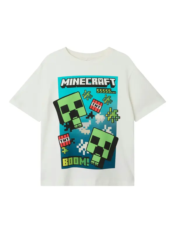 NAME IT NAME IT Majica 'NKMMus Minecraft'  tirkiz / limeta / crna / bijela