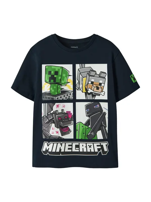 NAME IT NAME IT Majica 'NKMMYKIN MINECRAFT'  mornarsko plava / siva / zelena / bijela