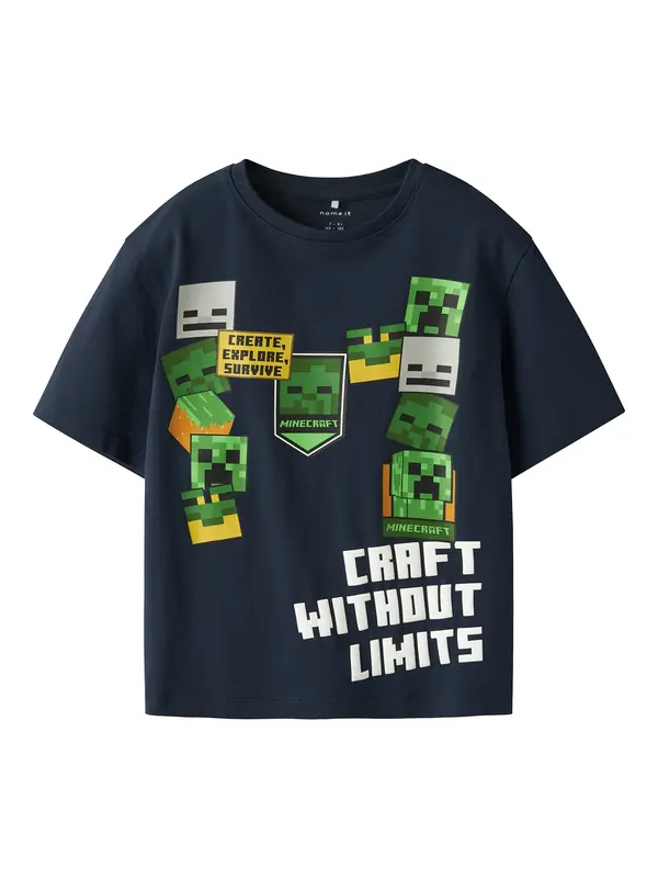 NAME IT NAME IT Majica 'NKMNels  Minecraft'  mornarsko plava / zelena / bijela