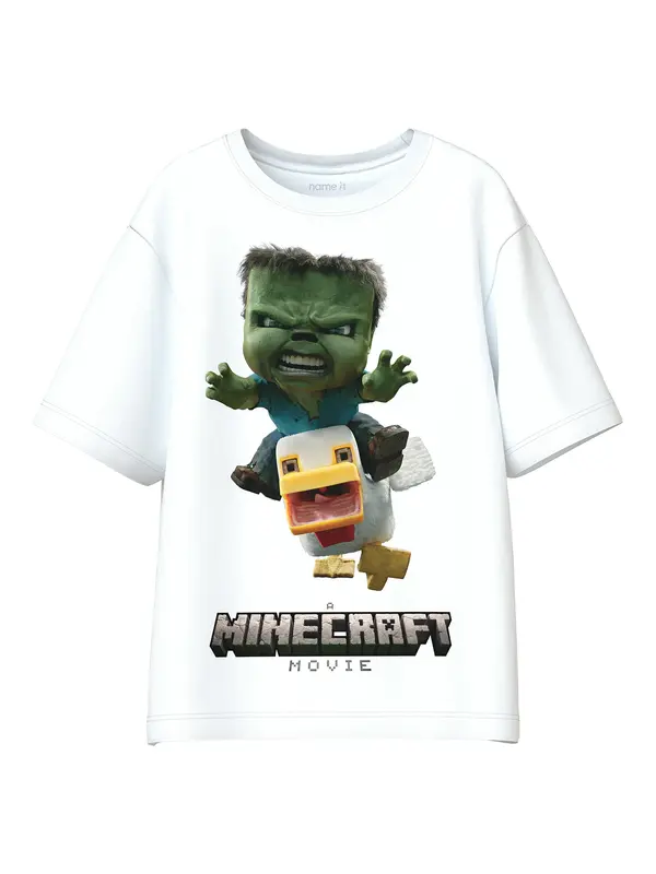 NAME IT NAME IT Majica 'NKMNif Minecraft'  žuta / siva / zelena / bijela