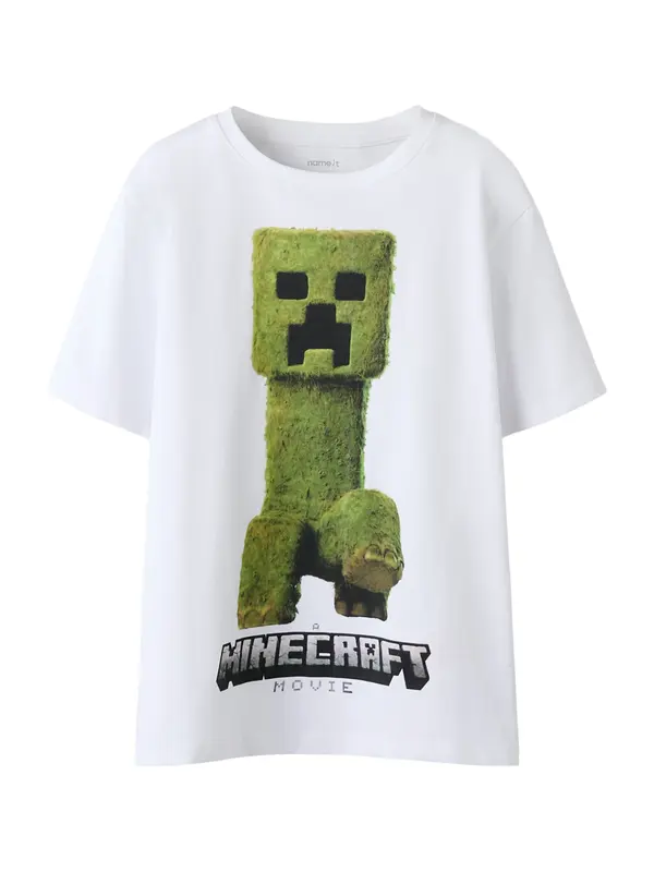 NAME IT NAME IT Majica 'NKMNORAN MINECRAFT'  siva / zelena / crna / bijela