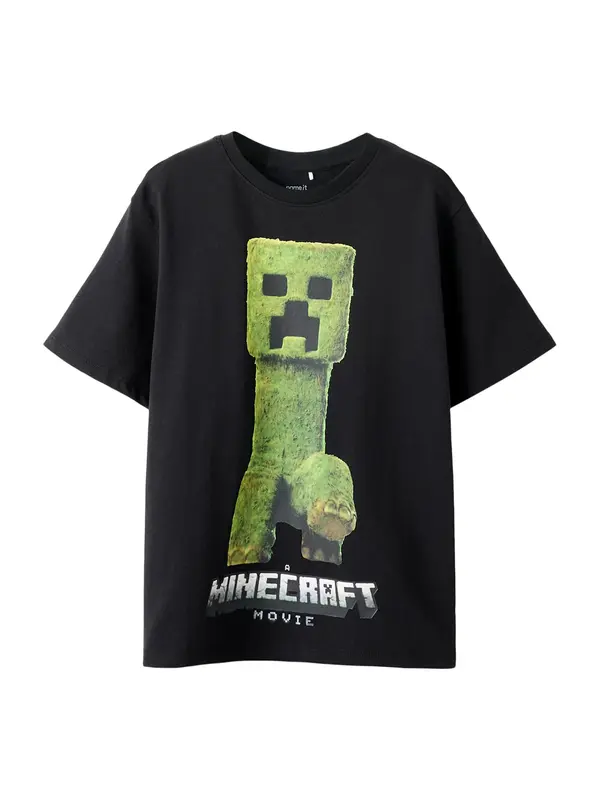 NAME IT NAME IT Majica 'NKMNORAN MINECRAFT'  siva / zelena / crna / bijela