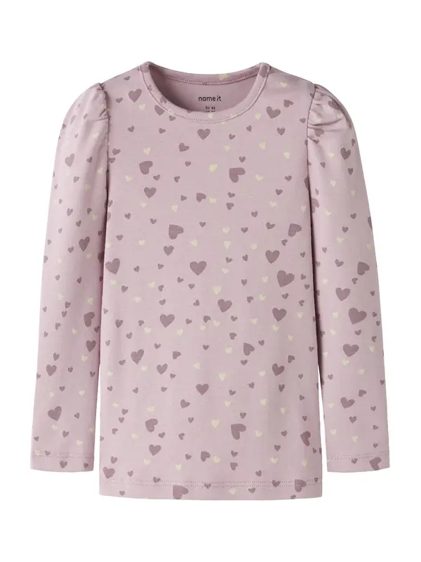 NAME IT NAME IT Majica 'NMFBHEART'  pijesak / lila / sivkasto ljubičasta (mauve)