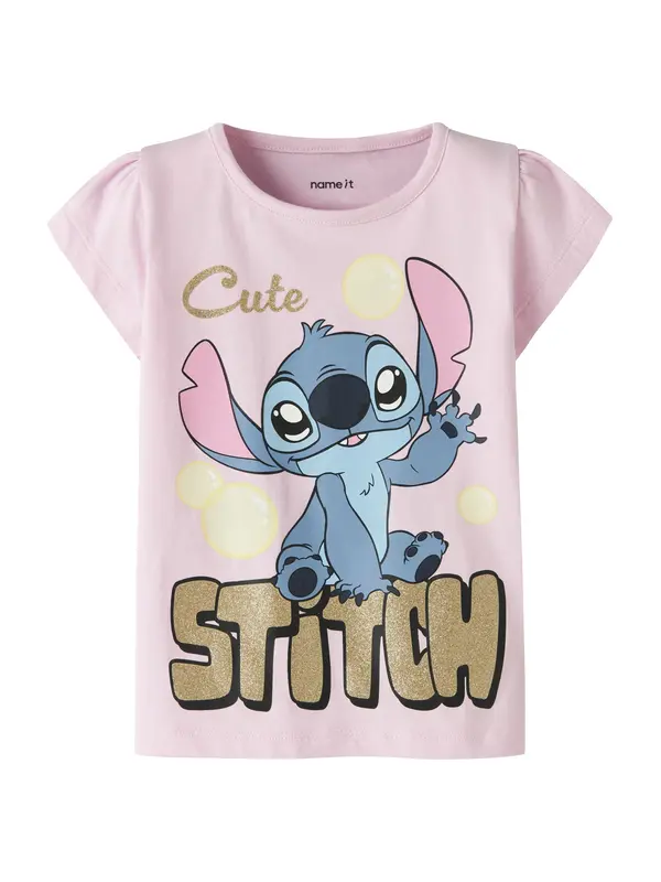 NAME IT NAME IT Majica 'NMFFuba Stitch'  opal / svijetložuta / zlatna / roza