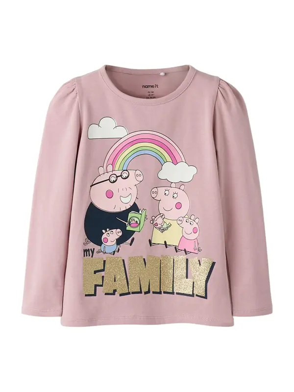 NAME IT NAME IT Majica 'NMFNora Peppa'  zlatna / sivkasto ljubičasta (mauve) / roza / bijela