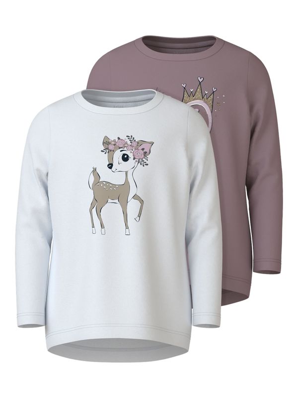 NAME IT NAME IT Majica 'NMFVIX'  sivkasto bež / sivkasto ljubičasta (mauve) / crna / bijela