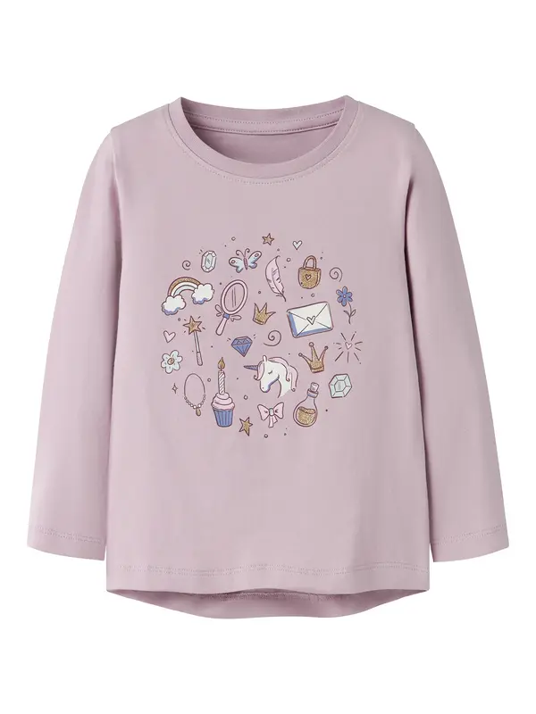 NAME IT NAME IT Majica 'NMFVIX'  zlatna / sivkasto ljubičasta (mauve) / ružičasto crvena / bijela