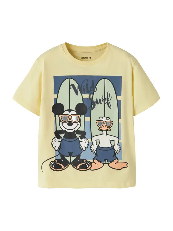 NAME IT NAME IT Majica 'NMMART MICKEY'  mornarsko plava / svijetložuta / pastelno zelena / crna