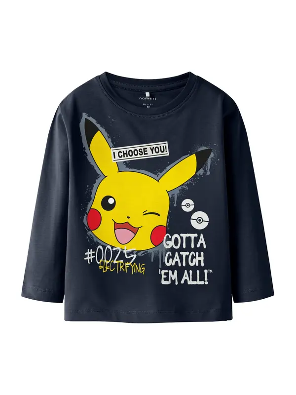NAME IT NAME IT Majica 'NMMNor Pokemon'  mornarsko plava / tamo žuta / crvena / prljavo bijela
