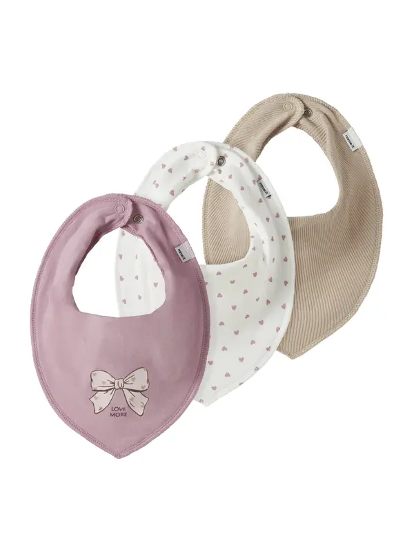 NAME IT NAME IT Podbradak za bebe 'NBFYVETTE'  sivkasto bež / sivkasto ljubičasta (mauve) / bijela