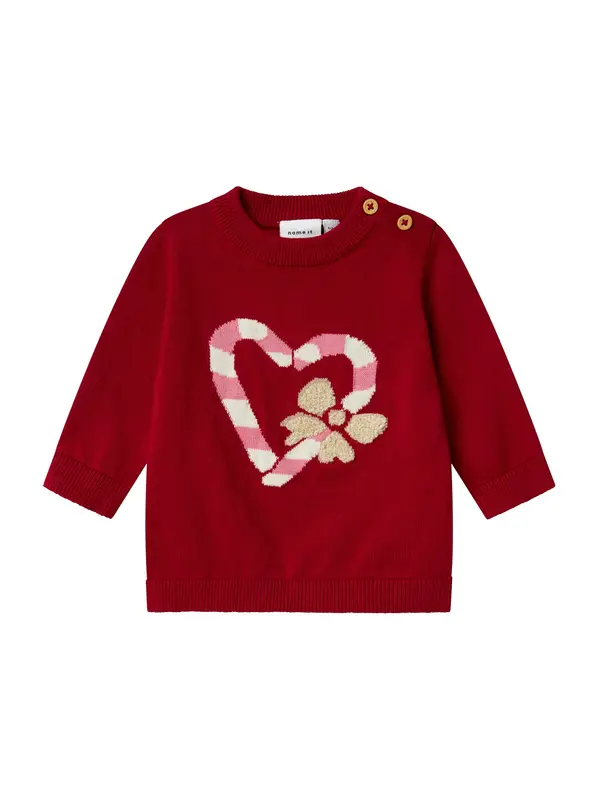 NAME IT NAME IT Pulover 'NBFREAMO'  svijetlosmeđa / svijetloroza / crvena / bijela