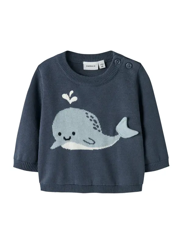 NAME IT NAME IT Pulover 'NBMFOSEA'  indigo / sivkasto plava / crna / bijela