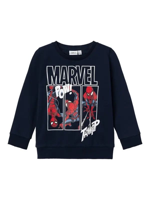 NAME IT NAME IT Sweater majica 'Jessie Spiderman'  morsko plava / svijetloplava / crvena / bijela