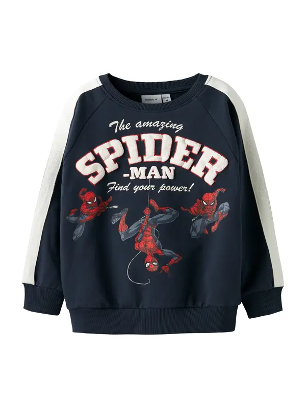 NAME IT NAME IT Sweater majica 'MOBERT SPIDER'  mornarsko plava / crvena / bijela