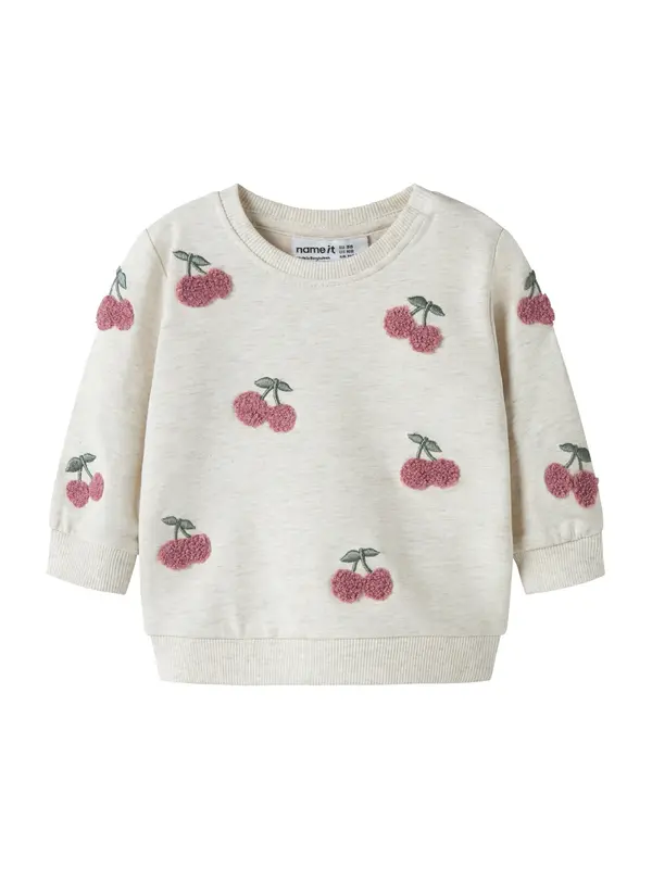 NAME IT NAME IT Sweater majica 'NBFFairy'  kameno siva / tamno zelena / rosé