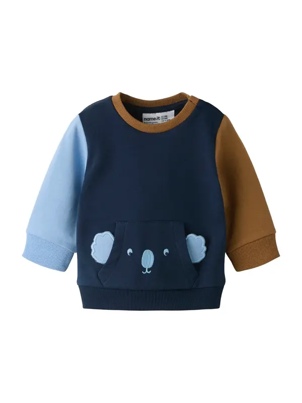 NAME IT NAME IT Sweater majica 'NBMBOSO'  morsko plava / svijetloplava / zeleno smeđa