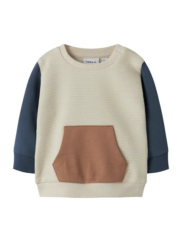 NAME IT NAME IT Sweater majica 'NBMFokus'  tamno plava / cappuccino / moka smeđa