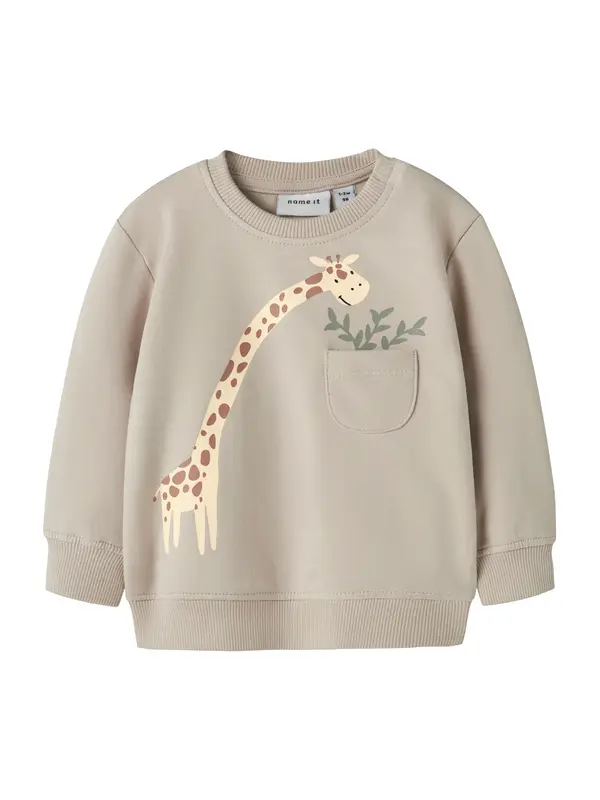 NAME IT NAME IT Sweater majica 'NBMHALL'  čokolada / med / siva / žad