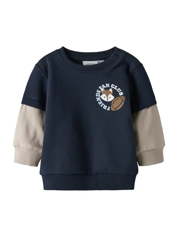 NAME IT NAME IT Sweater majica 'NBMSUMO'  tamno bež / mornarsko plava / pastelno plava / bijela