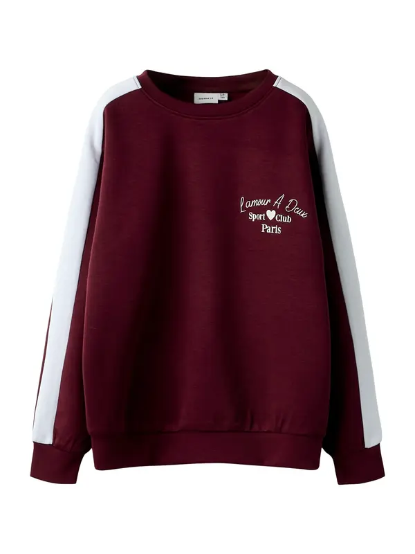 NAME IT NAME IT Sweater majica 'NEHA'  burgund / bijela