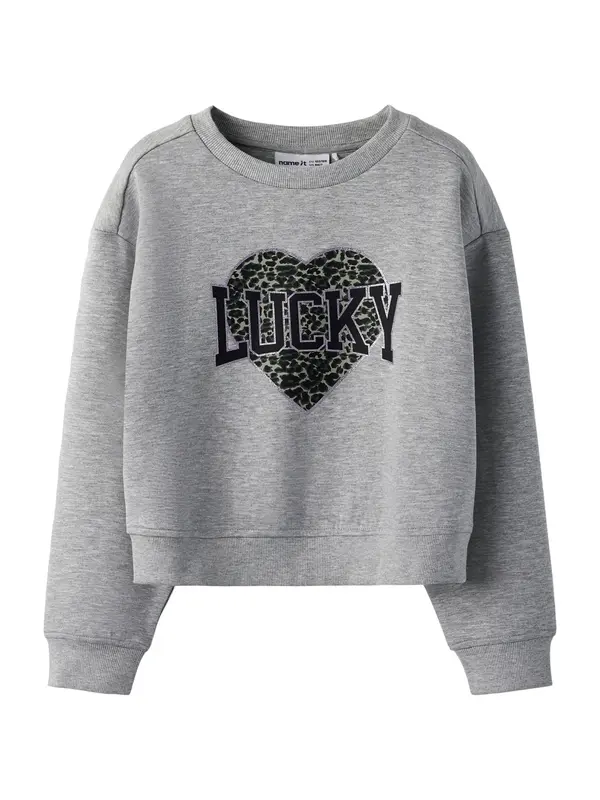 NAME IT NAME IT Sweater majica 'NKFBima'  bež siva / siva melange / svijetloljubičasta / crna