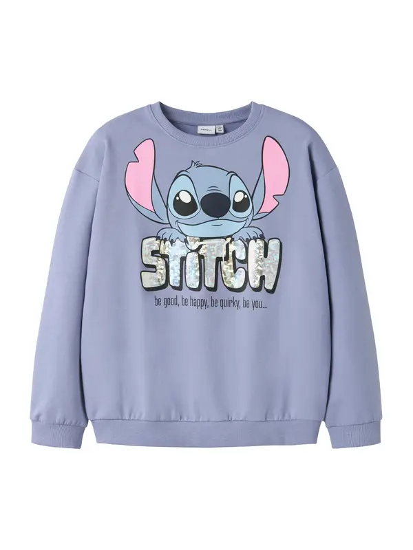NAME IT NAME IT Sweater majica 'NKFFORDI STITCH'  ljubičasto plava / roza / crna / srebro
