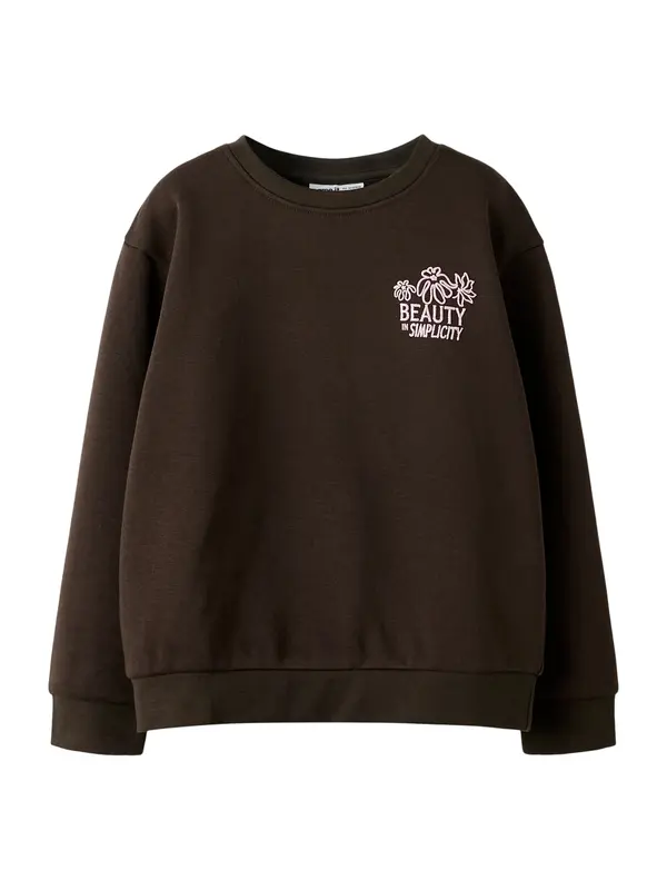 NAME IT NAME IT Sweater majica 'NKFNOEL'  sivkasto bež / azur / tamno smeđa / roza