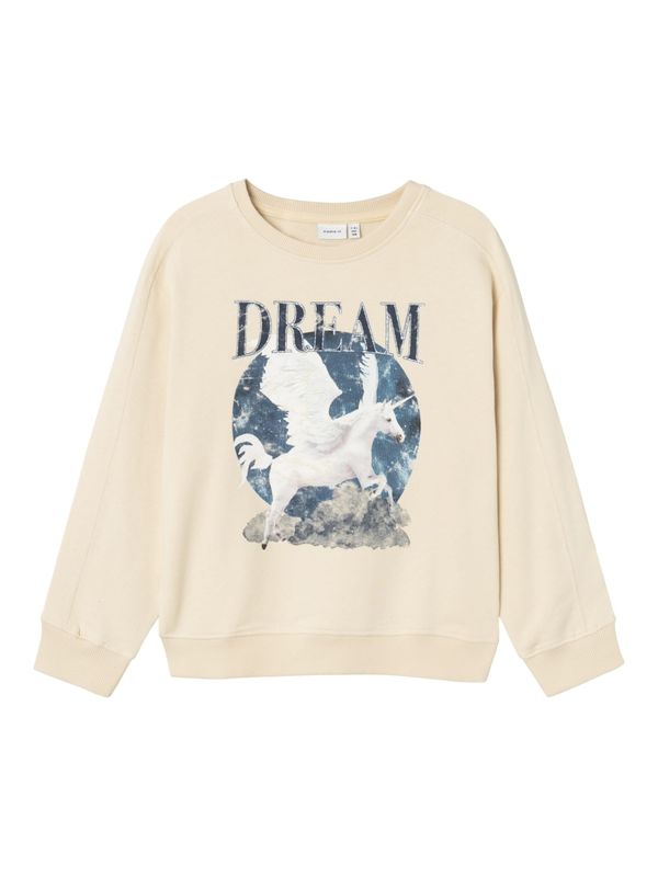 NAME IT NAME IT Sweater majica 'NKFOLDET'  bež / tamo siva / tamno zelena / prljavo bijela