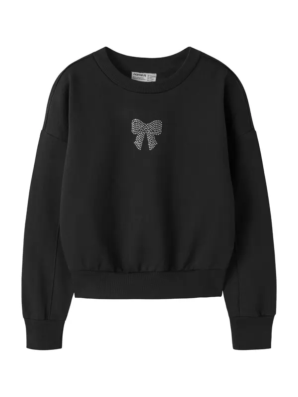 NAME IT NAME IT Sweater majica 'NKFSHANDIE'  crna / srebro