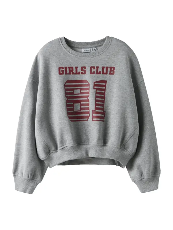 NAME IT NAME IT Sweater majica 'NKFTaya'  siva melange / karmin crvena