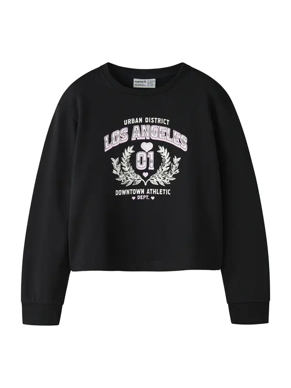 NAME IT NAME IT Sweater majica 'NKFVANITA'  šljiva / crna / bijela