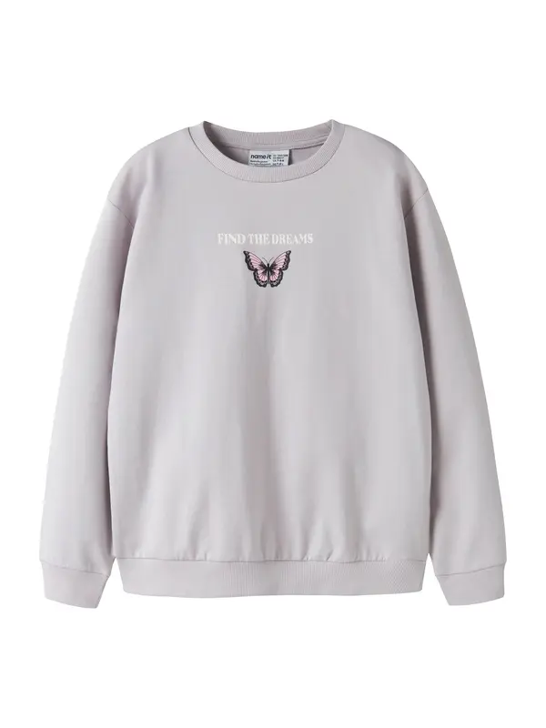 NAME IT NAME IT Sweater majica 'NKFVENUS'  pastelno ljubičasta / svijetloroza / crna / bijela