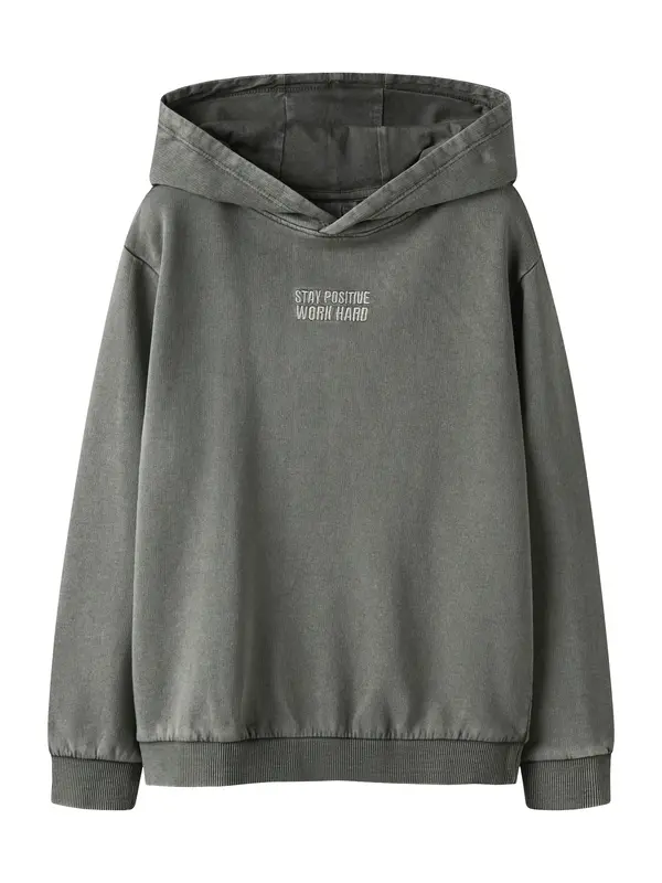 NAME IT NAME IT Sweater majica 'NKMBROOK'  bazalt siva / tamo siva / bijela