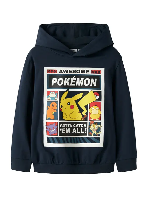 NAME IT NAME IT Sweater majica 'NKMDU POKEMON'  morsko plava / žuta / ljubičasta / bijela