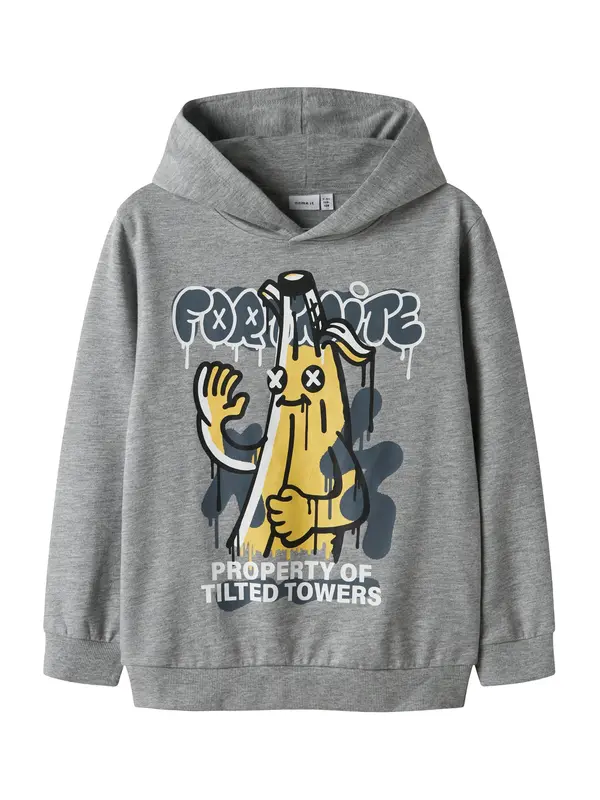 NAME IT NAME IT Sweater majica 'NKMFox Fortnite'  mornarsko plava / žuta / siva melange / bijela