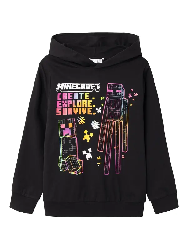 NAME IT NAME IT Sweater majica 'NKMJiz Minecraft'  žuta / ljubičasta / roza / crna