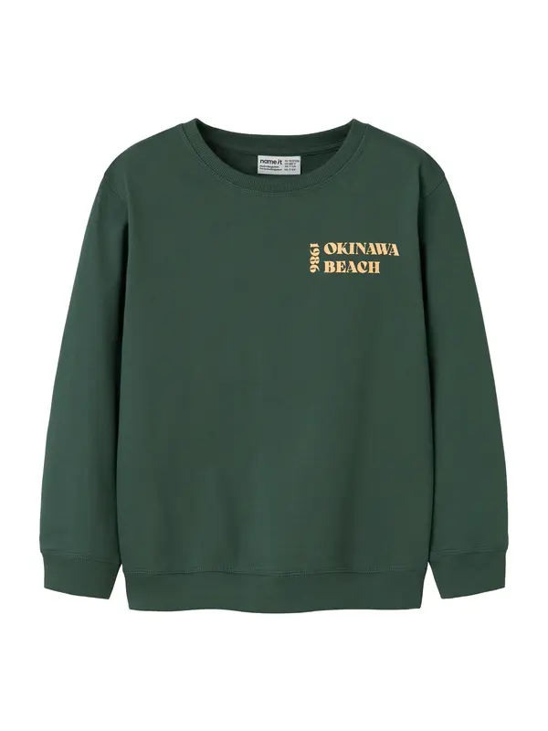 NAME IT NAME IT Sweater majica 'NKMJUAN'  med / zlatno žuta / kraljevski zelena / tamno crvena