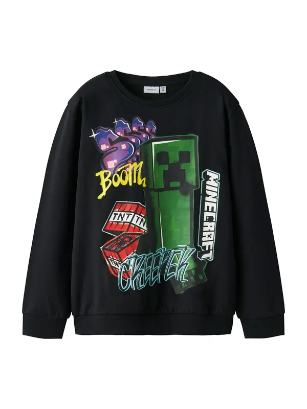 NAME IT NAME IT Sweater majica 'NKMMinecraft'  tamno zelena / ljubičasta / crvena / crna