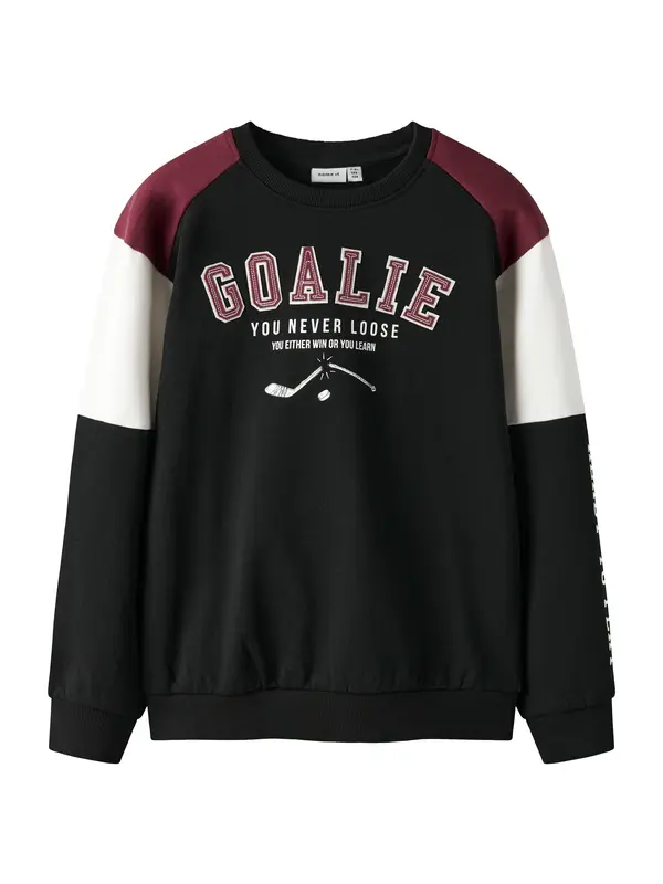 NAME IT NAME IT Sweater majica 'NKMShawn'  boja vina / crna / bijela
