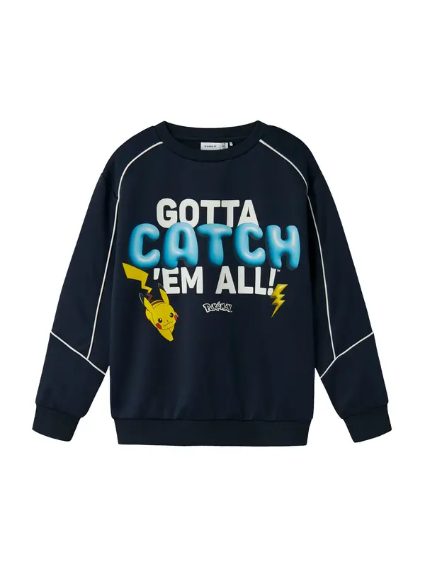 NAME IT NAME IT Sweater majica 'NKMSIDNEY POKEMON'  mornarsko plava / žuta / bijela