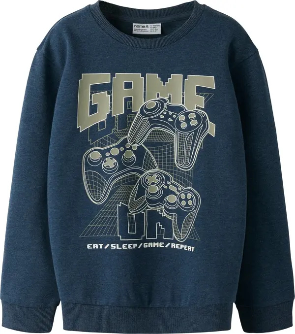 NAME IT NAME IT Sweater majica 'NKMVALEXANDER'  mornarsko plava / maslinasta / bijela